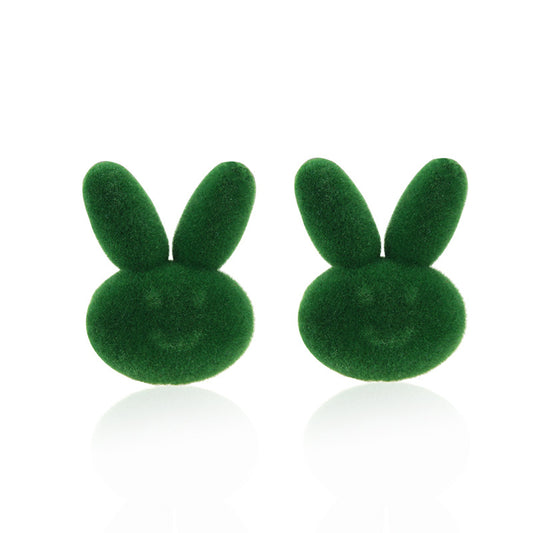 Fuzzy Bunny - Green Earrings