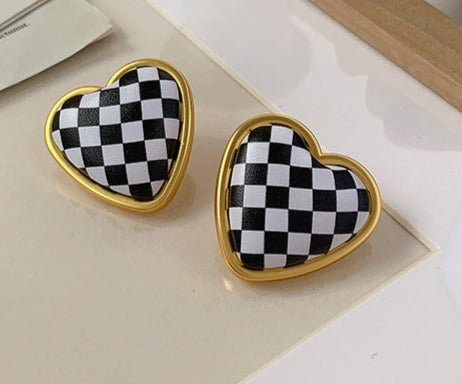 Checkered Hearts - Gold